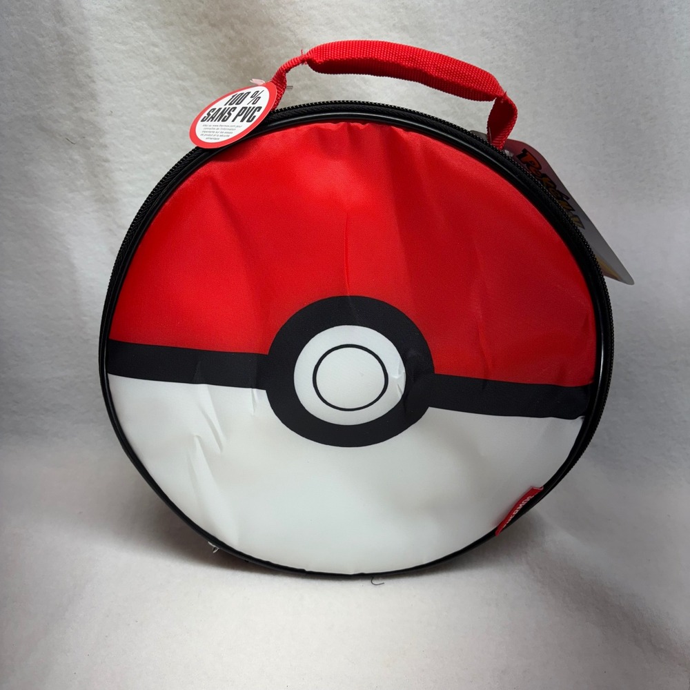 Kids Pokemon Insulated Lunch Box Bag‎ Ther mos Pokeball Round Snack Bag